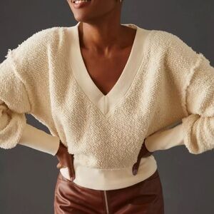 Anthropologie T.La Zuri Sweatshirt‎  Ivory Long Sleeve Large